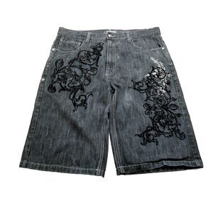 Russo Jean Shorts Men's Size 40 Vintage Denim Streetwear Y2K Hip Hop (40x14.5)